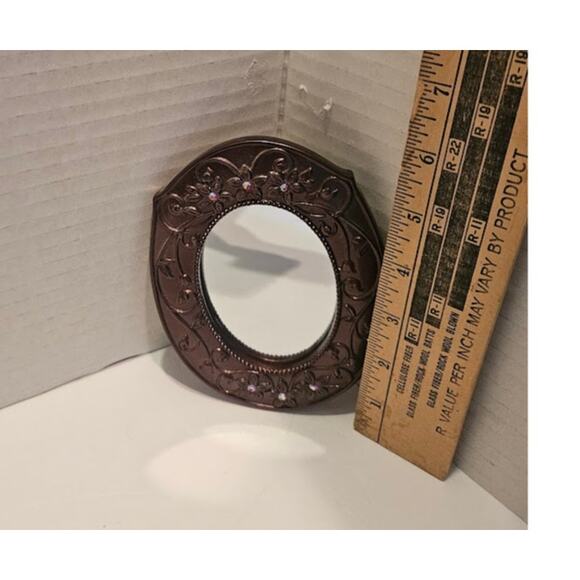 Mirrors 2 Victorian style Frames Rose Pink with red sparkle accents 5".  read - Picture 10 of 10